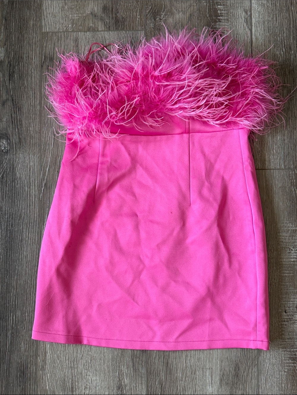 Fashion NOVALUXE Fuchsia Strapless Feather-Trim Mini Dress